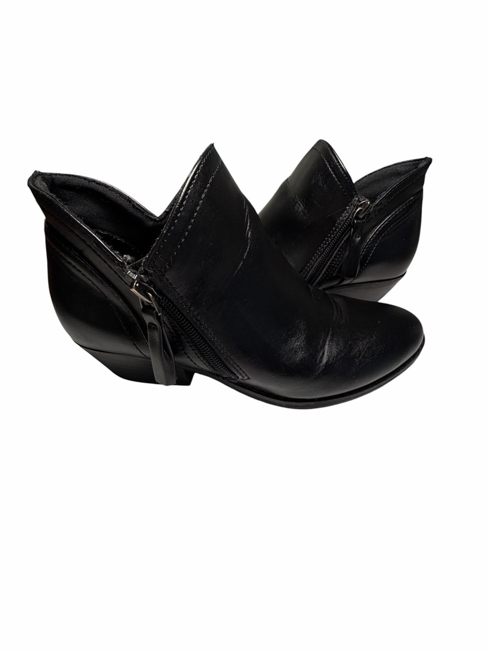 Seycheles  Black Leather Side-Zip Ankle Boots Womens 7.5